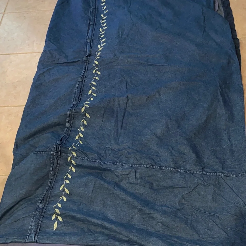 Vintage Smith & Johnson dry goods denim with ivy vine embroidered duvet cover